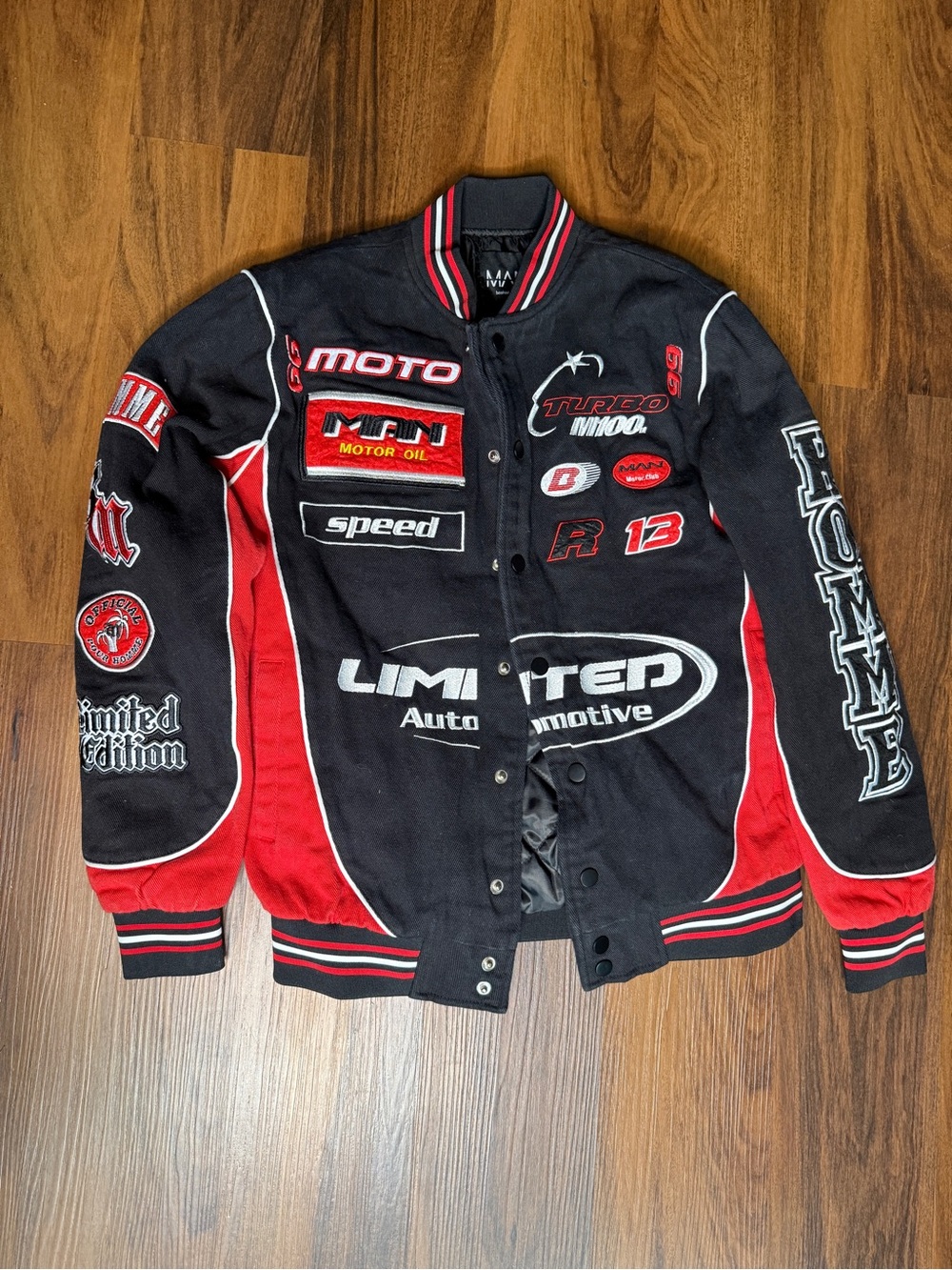 Motorsport Black and Red Racing Bomber Jacket
